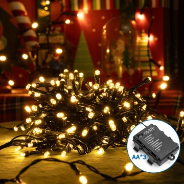 Aigostar - LED Ziemassvētku āra virtene 200xLED/8 funkcijas 3xAA 10,3m IP44 silti balta