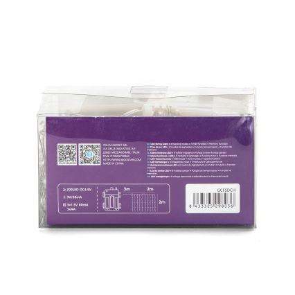 Aigostar - LED Ziemassvētku āra virtene 200xLED/8 funkcijas 3xAA 5x2m IP44 daudzkrāsaina