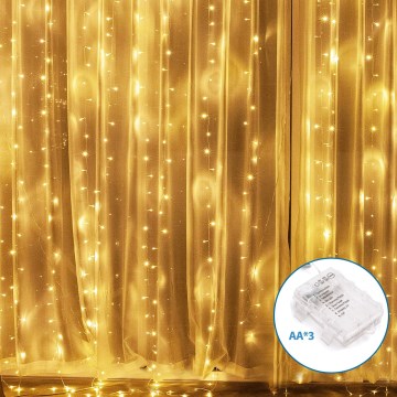 Aigostar - LED Ziemassvētku āra virtene 200xLED/8 funkcijas 3xAA 5x2m IP44 silti balta