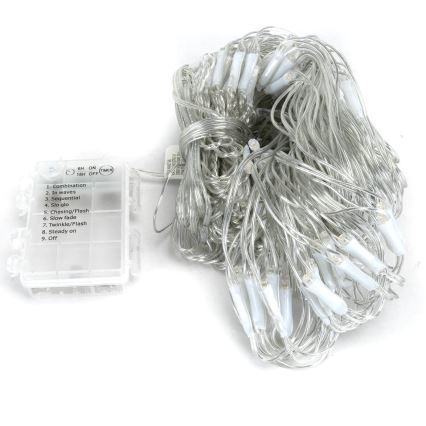 Aigostar-LED Ziemassvētku āra virtene 200xLED/8 funkcijas 3xAA 6x1,5m IP44 silti balta