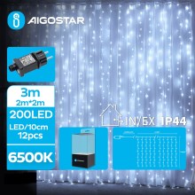 Aigostar - LED Ziemassvētku āra virtene 200xLED/8 funkcijas 5x2m IP44 vēsi balts