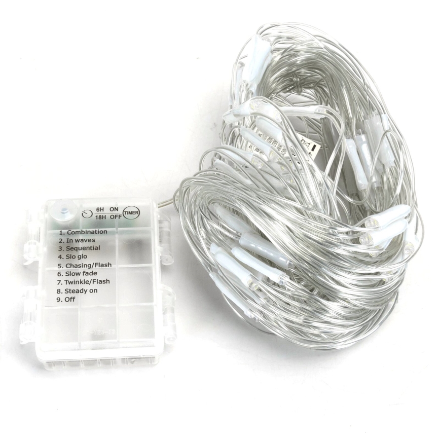 Aigostar - LED Ziemassvētku āra virtene 200xLED/8 funkcijas/3xAA 6x1,5m IP44 vēsi balts