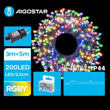 Aigostar - LED Ziemassvētku āra virtene 200xLED/8 funkcijas 8m IP44 daudzkrāsaina