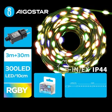 Aigostar - LED Ziemassvētku āra virtene 300xLED/8 funkcijas 33m IP44 daudzkrāsaina