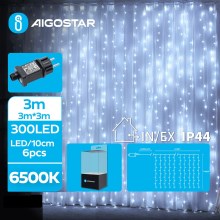 Aigostar - LED Ziemassvētku āra virtene 300xLED/8 funkcijas 6x3m IP44 vēsi balts