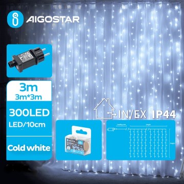 Aigostar - LED Ziemassvētku āra virtene 300xLED/8 funkcijas 6x3m IP44 vēsi balts