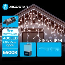 Aigostar - LED Ziemassvētku āra virtene 400xLED/8 funkcijas 23x0,6m IP44 vēsi balts