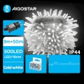 Aigostar - LED Ziemassvētku āra virtene 500xLED/8 funkcijas 53m IP44 vēsi balts