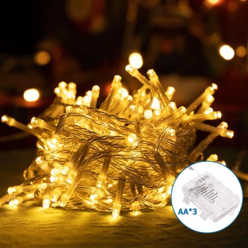 Aigostar - LED Ziemassvētku āra virtene 50xLED/8 funkcijas 3xAA 5,3m IP44 silti balta