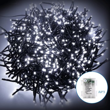 Aigostar -LED Ziemassvētku āra virtene 50xLED/8 funkcijas 3xAA 5,3m IP44 vēsi balts