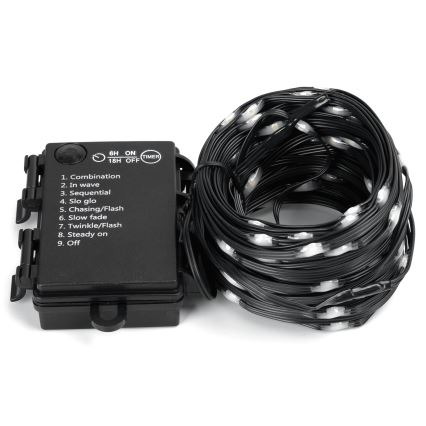 Aigostar -LED Ziemassvētku āra virtene 50xLED/8 funkcijas 3xAA 5,3m IP44 vēsi balts