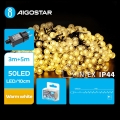 Aigostar - LED Ziemassvētku āra virtene 50xLED/8 funkcijas 8m IP44 silti balta