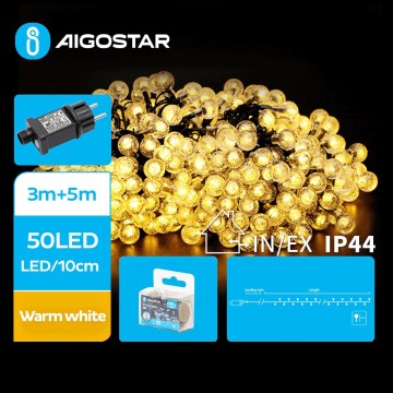Aigostar - LED Ziemassvētku āra virtene 50xLED/8 funkcijas 8m IP44 silti balta