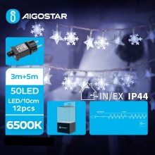 Aigostar - LED Ziemassvētku āra virtene 50xLED/8 funkcijas 8m IP44 vēsi balts