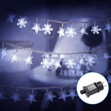 Aigostar - LED Ziemassvētku āra virtene 50xLED/8 funkcijas 8m IP44 vēsi balts