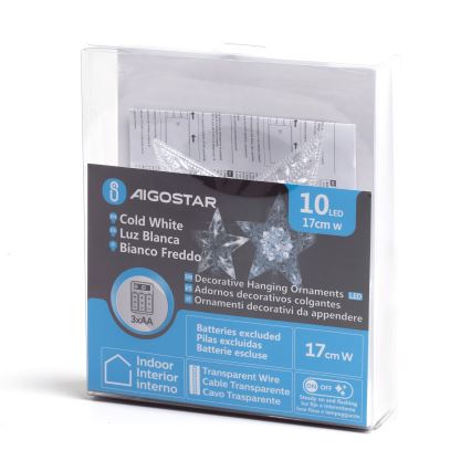 Aigostar - LED Ziemassvētku dekorācija 10xLED/3xAA auksti balta zvaigzne