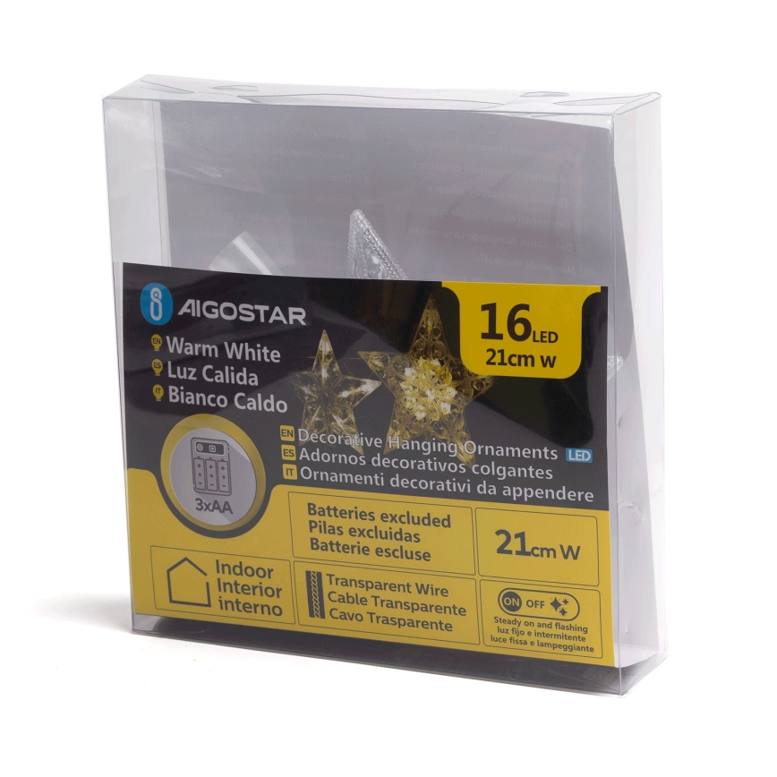 Aigostar - LED Ziemassvētku dekors 16xLED/3xAA silti balta zvaigzne