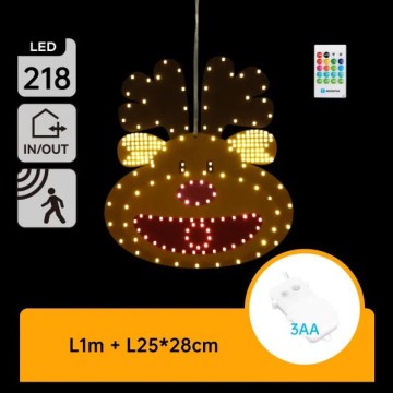 Aigostar - LED Ziemassvētku dekors 218xLED/3xAA IP44 + ar tālvadības pulti ziemeļbriedis 28 cm