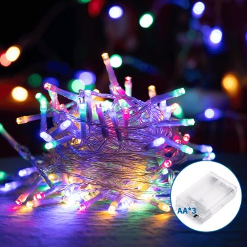 Aigostar - LED Ziemassvētku gaismas virtene 100xLED/3xAA 10,3m daudzkrāsaina