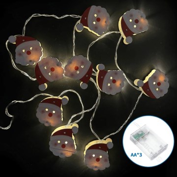 Aigostar - LED Ziemassvētku gaismas virtene 20xLED/3xAA 3m siltā baltā Santa Klauss