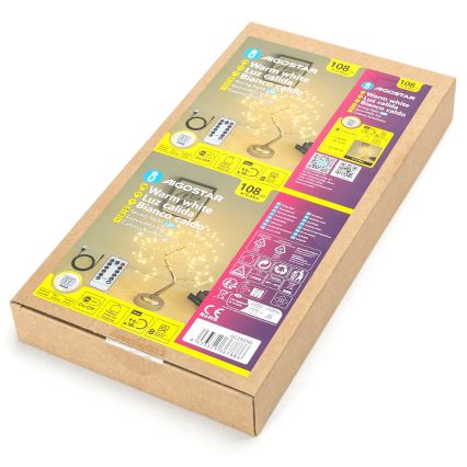 Aigostar - LED Ziemassvētku rotājums 108xLED/3xAA/8 režīmi 45cm siltā baltā krāsā