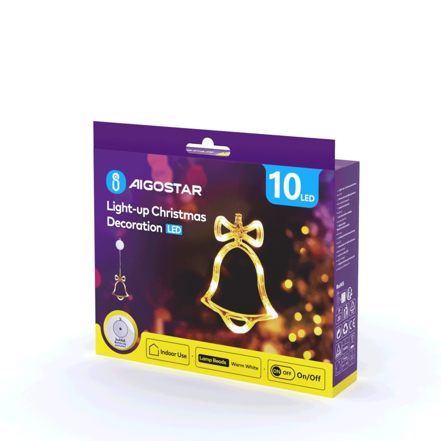 Aigostar - LED Ziemassvētku rotājums LED/3xAAA bell 18cm