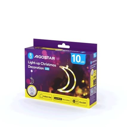 Aigostar - LED Ziemassvētku rotājums LED/3xAAA mēness 18,5cm