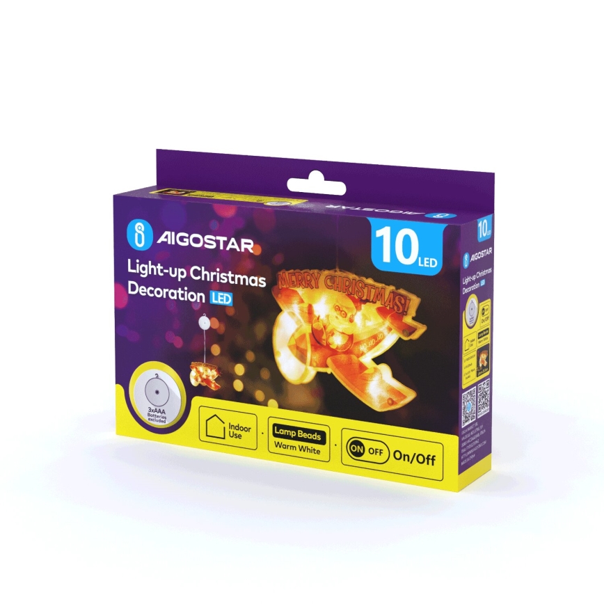 Aigostar - LED Ziemassvētku rotājums LED/3xAAA Ziemassvētku lidmašīna 17cm