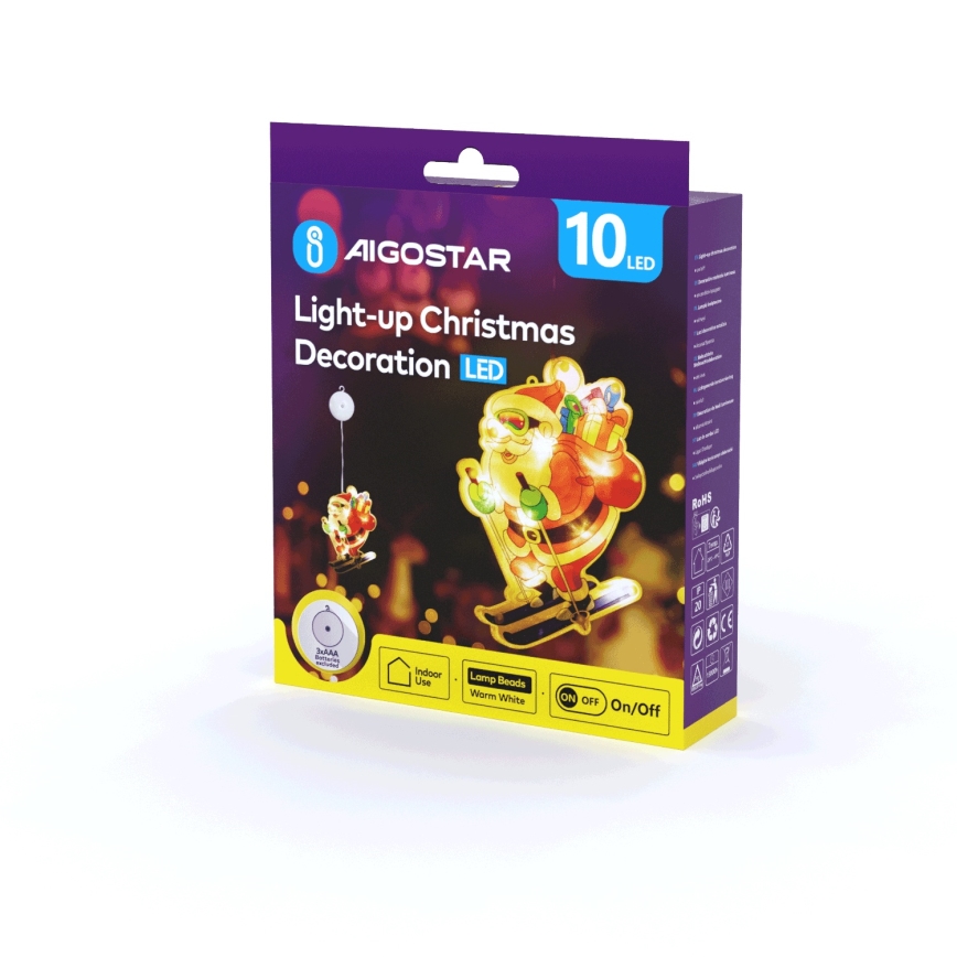 Aigostar - LED Ziemassvētku rotājums LED/3xAAA Ziemassvētku vecītis ar slēpēm 23cm
