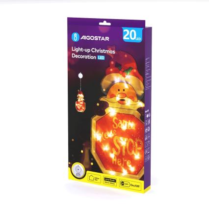 Aigostar - LED Ziemassvētku rotājums LED/3xAAA Ziemassvētku vecītis ar uzrakstu 45cm