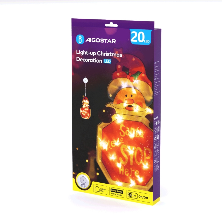 Aigostar - LED Ziemassvētku rotājums LED/3xAAA Ziemassvētku vecītis ar uzrakstu 45cm