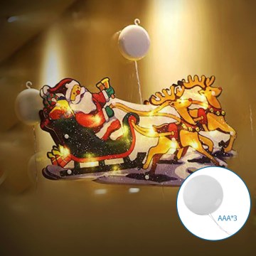 Aigostar - LED Ziemassvētku rotājums LED/3xAAA Ziemassvētku vecītis ar ziemeļbriežiem 13,4cm