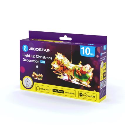 Aigostar - LED Ziemassvētku rotājums LED/3xAAA Ziemassvētku vecītis ar ziemeļbriežiem 13,4cm