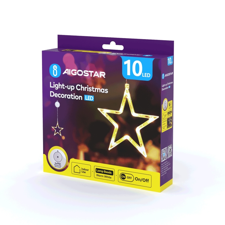 Aigostar - LED Ziemassvētku rotājums LED/3xAAA zvaigzne 19cm