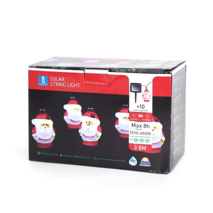 Aigostar - LED Ziemassvētku saules enerģijas virtene 10xLED/3,8 m IP44 vēsi balta