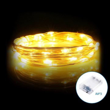 Aigostar - LED Ziemassvētku virtene 100xLED/3xAA 10,3 m silti balta