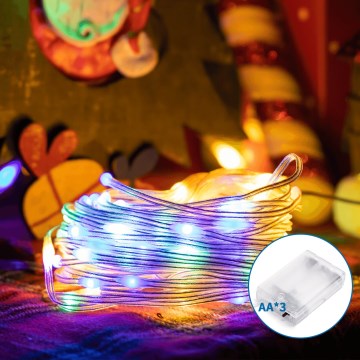 Aigostar - LED Ziemassvētku virtene 100xLED/3xAA 10,3m daudzkrāsaina