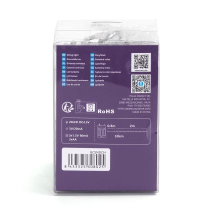 Aigostar - LED Ziemassvētku virtene 100xLED/3xAA 10,3m daudzkrāsaina