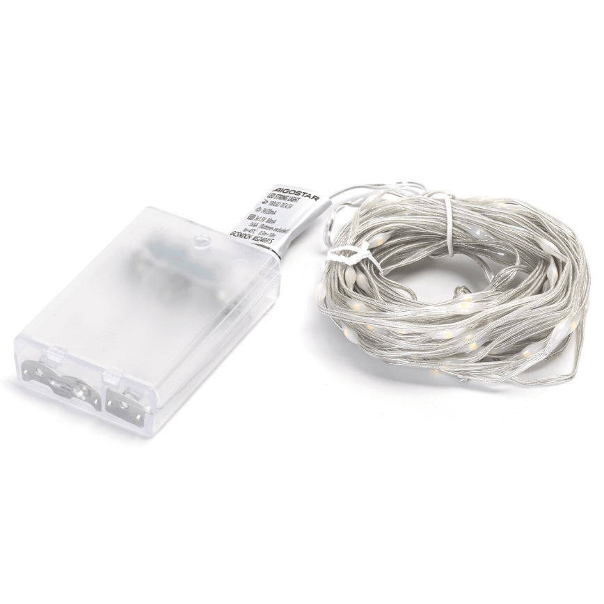 Aigostar - LED Ziemassvētku virtene 100xLED/3xAA 10,3m silti balta