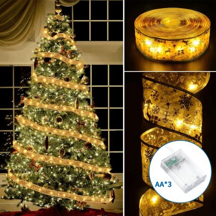 Aigostar - LED Ziemassvētku virtene 100xLED/3xAA, 10 m, siltā balta/zelta