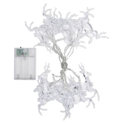 Aigostar - LED Ziemassvētku virtene 10xLED/3xAA, 1,5 m, siltā balta, ar briežiem