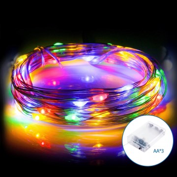 Aigostar - LED Ziemassvētku virtene 20xLED/3xAA 2,3m daudzkrāsaina