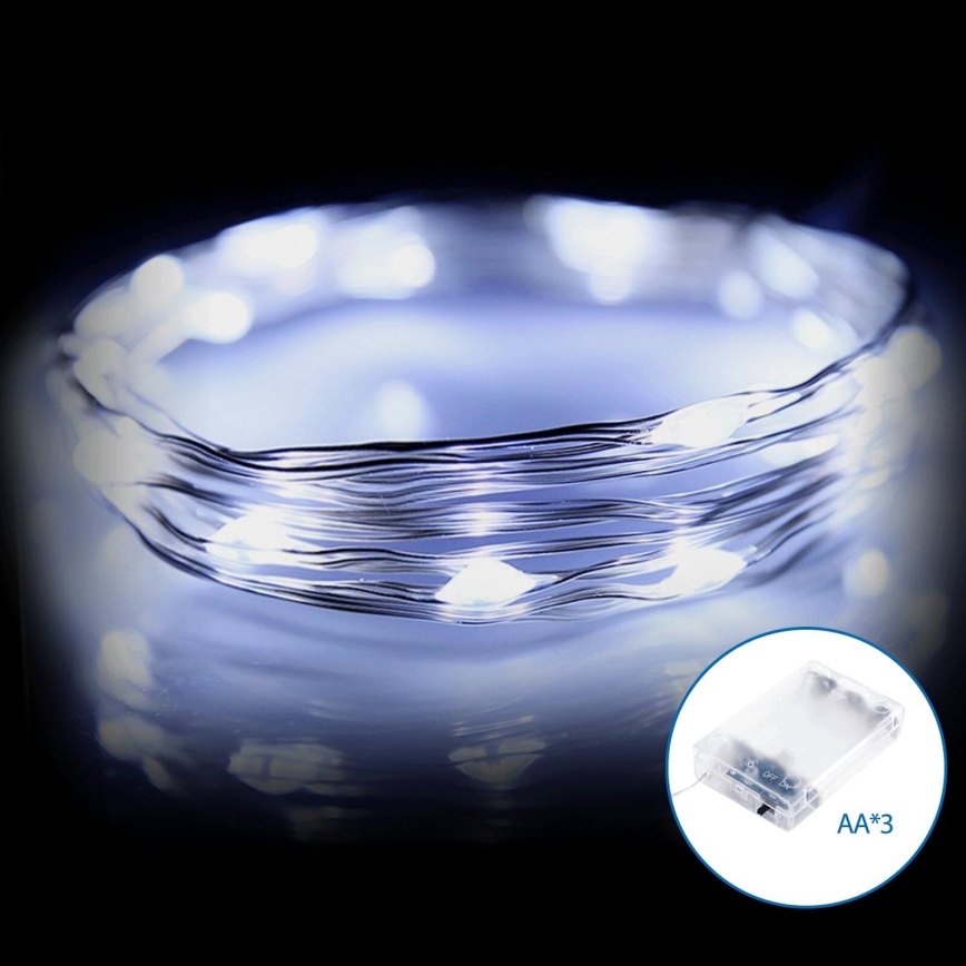 Aigostar - LED Ziemassvētku virtene 20xLED/3xAA 2,3m vēsi balts