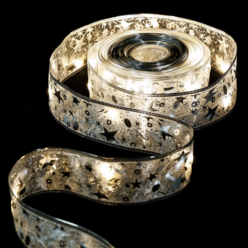 Aigostar - LED Ziemassvētku virtene, 20 LED, barošana: 3×AA, 2 m, silti balta, sudraba