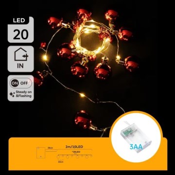 Aigostar - LED Ziemassvētku virtene 20xLED/3xAA 2m silti balta