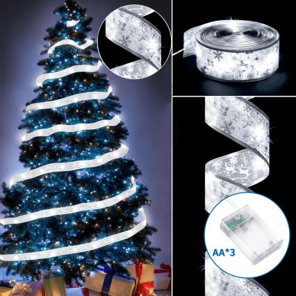 Aigostar - LED Ziemassvētku virtene 20xLED/3xAA 2 m silti balta sudraba