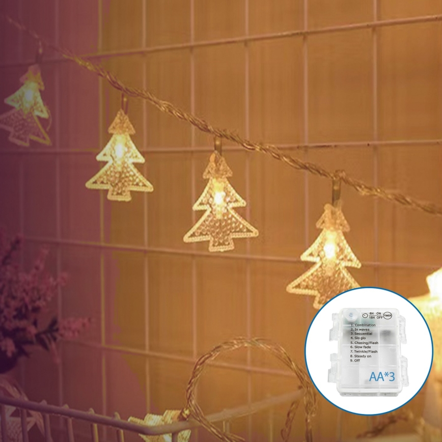 Aigostar - LED Ziemassvētku virtene 20xLED/3xAA 3,3m eglītes