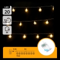 Aigostar - LED Ziemassvētku virtene 20xLED/3xAA 3,3m sniegpārslas