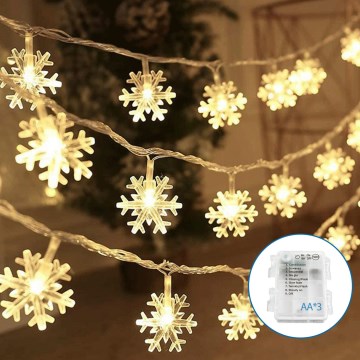 Aigostar - LED Ziemassvētku virtene 20xLED/3xAA 3,3m sniegpārsliņas