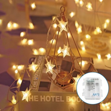 Aigostar - LED Ziemassvētku virtene 20xLED/3xAA 3,3m zvaigznes